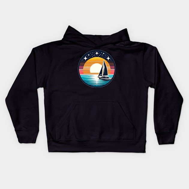 Sunset Sailing - Sailing for Nautical Enthusiasts Kids Hoodie by CP6Design